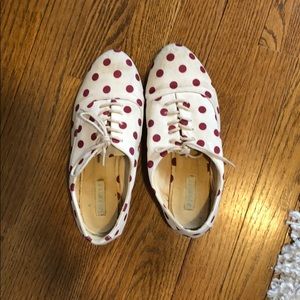 Polka dotted slip ons